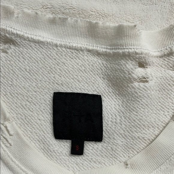 R+A White Distressed Sweatshirt with Crew Neck - Picture 4 of 11